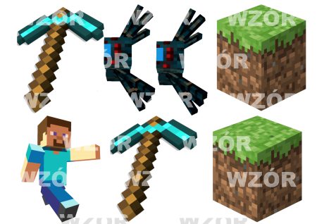 Opłatek na tort z Figurkami Minecraft