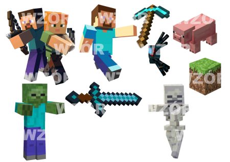 Opłatek na tort z Figurkami Minecraft
