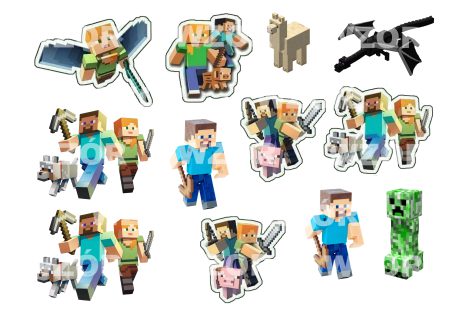 Opłatek na tort z Figurkami Minecraft