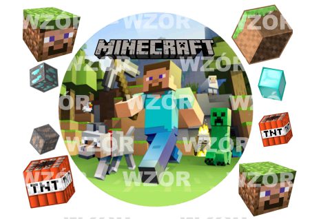 Opłatek na tort z Figurkami Minecraft