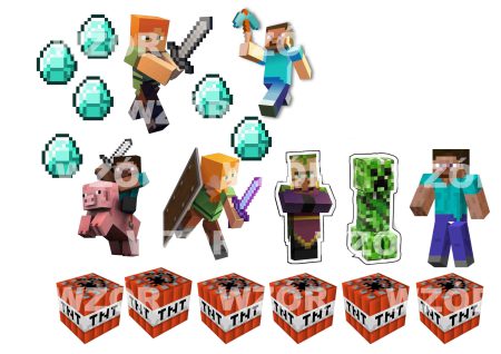 Opłatek na tort z Figurkami Minecraft