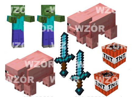 Opłatek na tort z Figurkami Minecraft