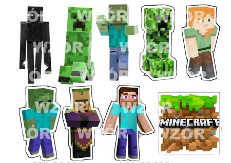 Opłatek na tort z Figurkami Minecraft
