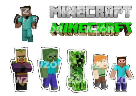 Opłatek na tort z Figurkami Minecraft