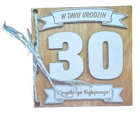 Drewniana kartka urodzinowa na 18 urodziny URODZINY OSIEMNASTKA