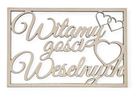 Drewniany napis Witamy gości Weselnych 40 x 26 cm Ślub Wesele